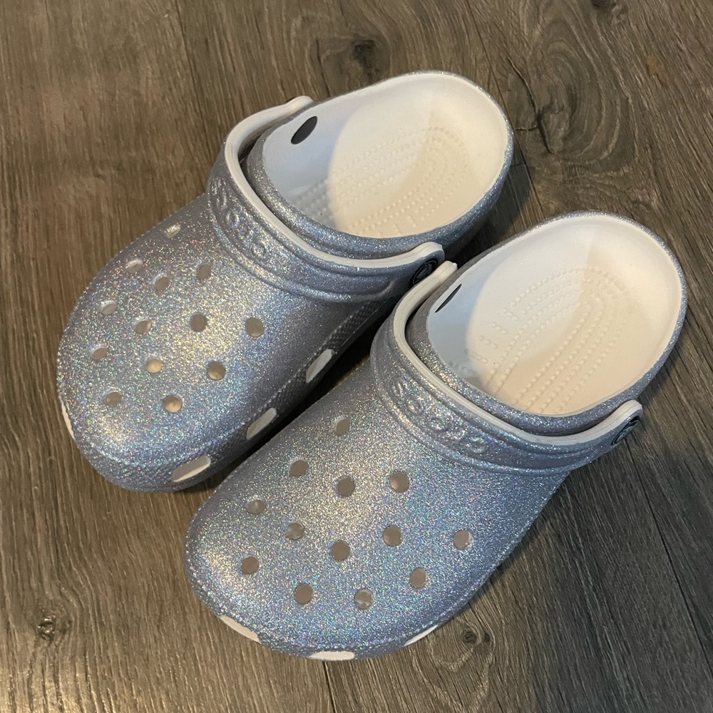 CROCS Kids Shimmering Silver Shoes